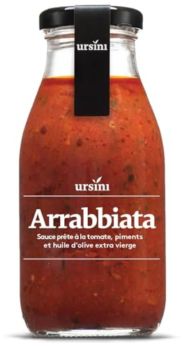 URSINI - Sauce Arrabbiata - Sauce Prête à la Tomate, Piments et Huile D'Olive Extra Vierge · Idéale pour les Pâtes à L'Italienne · Piquante - La Bouteille de 250g - Le Lot De 4