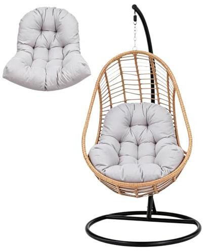 Hängesessel Kissen Ersatzkissen Outdoor, Hängesessel Kissen, Kissen für Egg Chair, Sitzauflage für Hängekorb, Runde Sitzkissen, Rückenkissen für Hängesitz - Indoor & Outdoor,Dunkelgrau (Hellgrau)