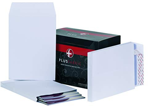 Plus Fabric C4 Prestige White 120gsm Gusset P&S Powertac Pocket Box of 100 Envelopes