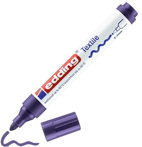 edding 4500 Textilmarker - violett - 1 Stift - Rundspitze 2-3 mm - Textilstifte waschmaschinenfest (60 °C) zum Stoff bemalen - Stoffmalstift