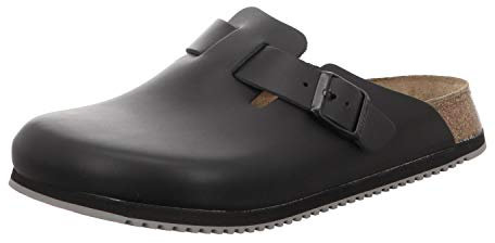 Birkenstock Boston SL (Superlauf) geschlossener Lederschuh mit normalem Fußbett aus Kork und Verloursleder und Rutschfester Gummi-Eva-Sohle - Modell 60194 - Farbe Schwarz - Größe 46