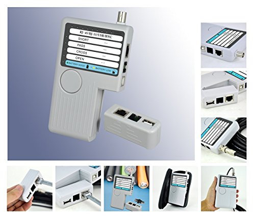 KALEA-INFORMATIQUE Testeur rapide pour câble réseau RJ45, téléphone RJ11, BNC et USB. Teste en une fois le nombre de fils, le type de connexion, et la continuité des cordons
