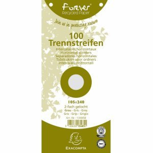 Exacompta 12 x Trennstreifen 10,5x24cm 190g/qm Karton RC grau VE=100 Stück