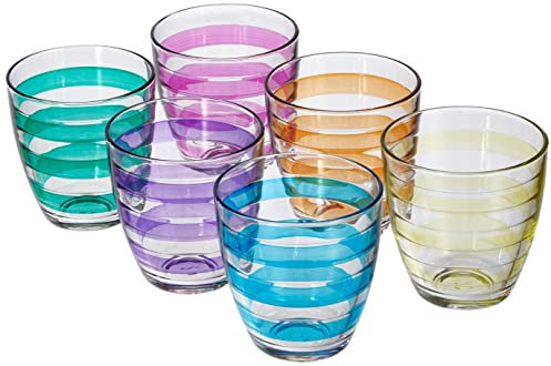 Pasabahce Helezon Lot de 6 Verres à Eau Multicolores