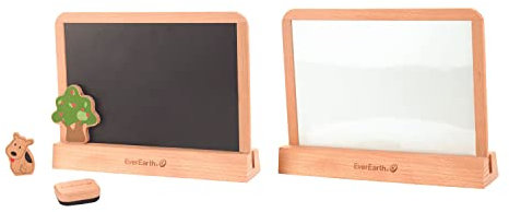 EverEarth Maltafel aus nachhaltigem Holz – Beidseitige Tafel mit Kreide- und Magnetfläche – Umweltfreundliches Lernspielzeug für kreatives Malen und Schreiben – EE33679