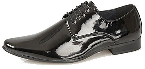 Lackierte Gibson-Schuhe für Herren, Schlankkarreefußform, 4 Ösen, Schwarz, Schwarz - schwarzer lack - Größe: 47.5 EU