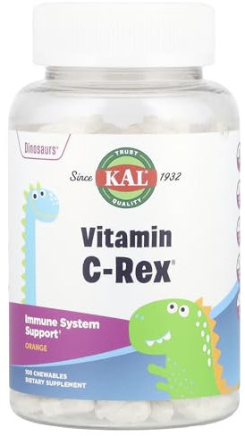 Kal - Vitamina C Rex| 100 Dinosaurios Masticables| Sin Gluten | Apto Para Veganos