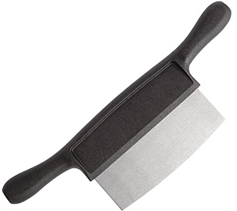 Hygiplas Heavy Duty Two-Handed Chopping Board Scraper, Black | Removes nicks and scratches to restore food prep hygiene; simple, user-friendly design offers a comfortable, secure grip.