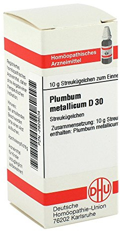 PLUMBUM METALLICUM D 30 Globuli 10 g