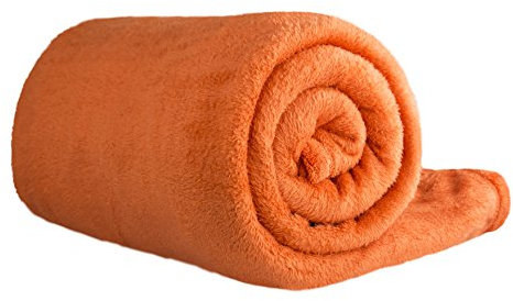 Clinotest XXL Kuscheldecke flauschig 150x220cm - kochfest ohne Einlaufen oder Fusseln - warme Wohndecke in Terracotta - auch als Sofadecke, Tagesdecke, Microthermaldecke, Fleecedecke nutzbar im Winter