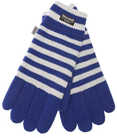 EEM Strick Handschuhe GELSENKIRCHEN mit Thinsulate Thermofutter aus Polyester, Strickmaterial aus 100% Baumwolle, Fußball; blau-weiß, M