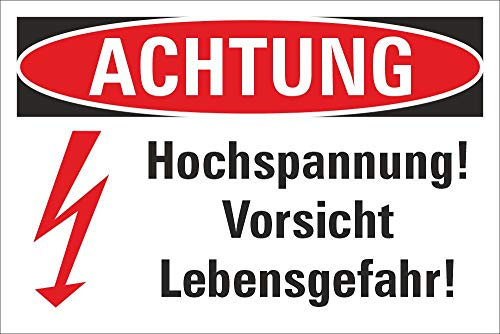 Schild Achtung Vorsicht Hochspannung Lebensgefahr Blitz Symbol 3 mm Alu-Verbund 450 x 300 mm