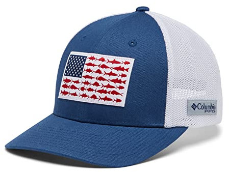 Columbia PFG Mesh Kanada Fischflagge Stretch-Fit Hut, Nachttier, Weiß, L-XL