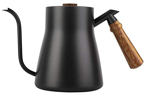 Fditt 850ml Edelstahl-Schwanenhals Teekessel über Kaffee Wasserkocher mit Holzgriff Tropfen MEHRWEG VERPACKUNG socialme-EU(# 1)