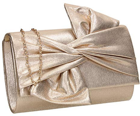 SwankySwans June Bow Style Clutch Bag Gold