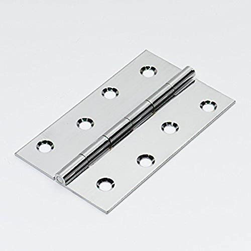 Merriway BH07034 (2 Pcs) Polished Chrome Plated Butt Hinges 25mm (1 inch) - Pack of 2 Pieces