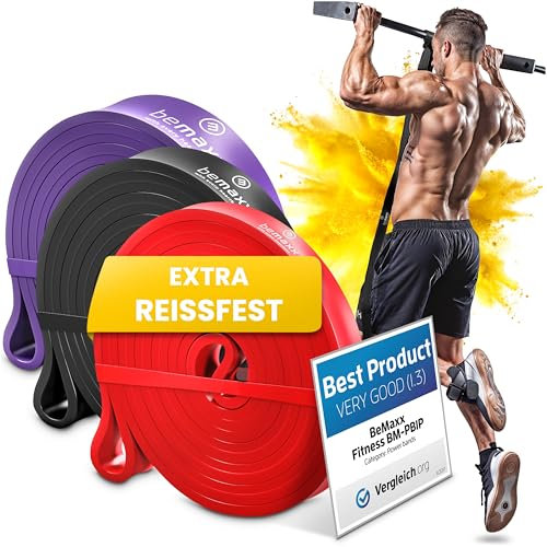 Fitnessband Pull Up Resistance Band, Klimmzughilfe + Trainings-eBook - DAS Klimmzug Widerstandsband | Home Gym Equipment: Sportband Pullup Dip Bar Klimmzugband, Calisthenics Bodybuilding Trainingsband