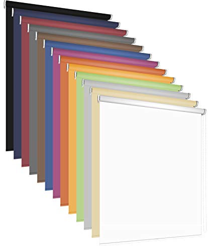 Rollo Sonnenschutz für Fenster & Tür 13 Farben Breite 60-220 cm Stoff Blickdicht Lichtdurchlässig Montage mit Bohren Wand Decke Kettenzugrollo Seitenzugrollo Tageslichtrollo (180 x 180 cm, Schwarz)