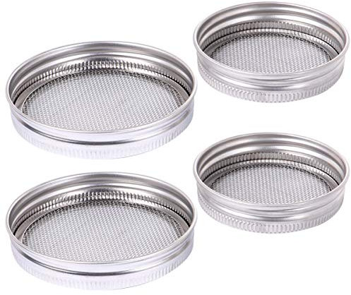 DOITOOL 2 Sätze Sprossendeckel Edelstahl Sprossenglas Siebdeckel Sprossen Sieb Sprossen Keimgerät Set für Mund Einmachgläser Einmachgläser