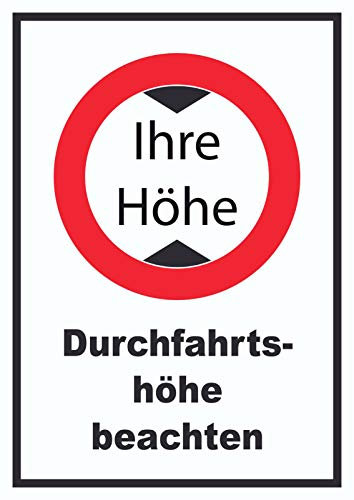 HB-Druck Durchfahrtshöhe Schild mit Ihrer Wunschhöhe Symbol und Text A4 (210x297mm)