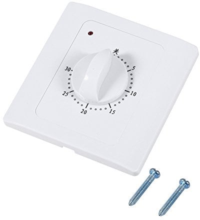 Temporizador Mecánico de Salida, AC 220V 10A 30min Interruptor Temporizadors de Cuenta Regresiva, Pulsador Temporizador Luz, Pared Empotrable para Atrás Tiempo Ventilador Baño Luces Ventilador Escape