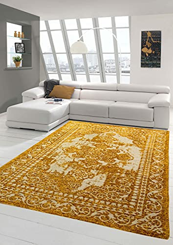 Teppich-Traum Orientteppich Retro Gold Silber Pflegeleicht 120x170 cm | Pflegeleicht, strapazierfähig, schmutzabweisend und allergikerfreundlich, für Fußbodenheizung, Wohn- & Schlafzimmer