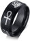 FLHEART Ägyptische Auge des Horus und Ankh Ring Band Edelstahl Hieroglyphe eingraviert Ankh Gott des ra Ring für Herren Schutz Schmuck für ihn,Black,Größe 67 (21.3)