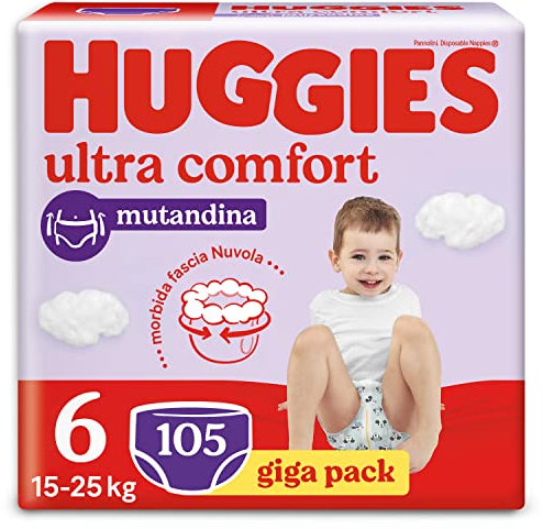 Huggies Little Movers Pañal Braguita para Bebé con Diseños Disney Talla 6 (15-25 kg), Total 105 Pañales