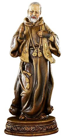 padre Pio Statue, kleine dekorative religiöse Figur und katholische Statuen für Couchtische und Bücherregale, 15,2 cm