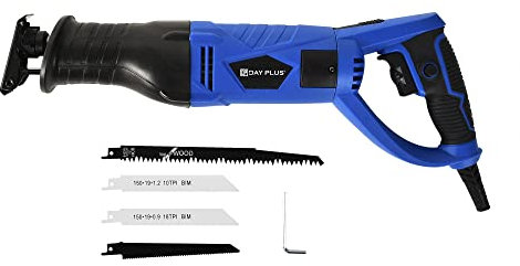 Säbelsäge (750W, Leerlaufdrehzahl, 0-2700/min Hubzahl, max. Sägekapazität Stahl: 5 mm,20mm Hublänge, mit 4 Sägeblatt) Zum Schneiden von Holz, Aluminiumprofilen, Metallhohlrohren, PVC-Rohren