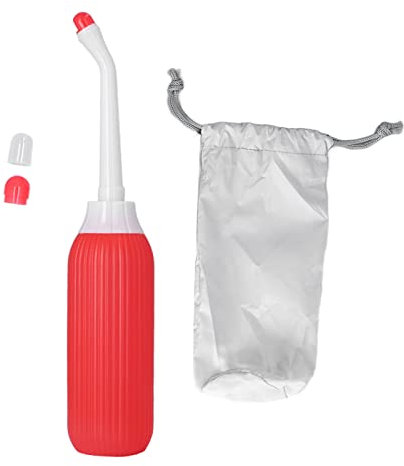 Oreq Bouteille Peri pour les soins post-partum, 500ml Bidet Portable Rétractable de Voyage avec Double Buse, Sac de Transport, pour le Nettoyage Périnéal, Soins Féminins, Bébé, Pulvérisateur (Rouge)