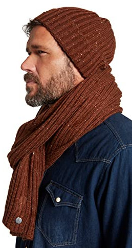 JP 1880 Herren große Größen Übergrößen Menswear L-8XL Mütze, Rippstrick, meliert rostbraun 1Size 799091350-1