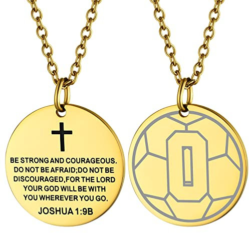 Supcare Nummer Kette für Herren Anhänger mit Fußballmuster Hundemarke Militär Halskette Dog tag Kette Edelstahl Kruzifix Kette Erkennungsmarke Religious Cross Necklace Men Modeschmuck für Sportler