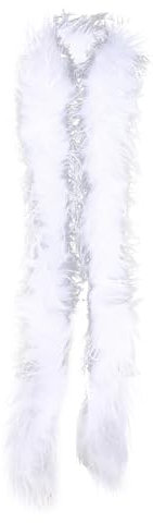 Federboa Weihnachtsboa, 200CM Federboa Flauschige Straußenfeder Verkleidungszubehör Halloween Handwerk Hochzeitsdekoration Girlande Federschal Damen Mädchen Karnevals Kostüm Accessoire,Weiß