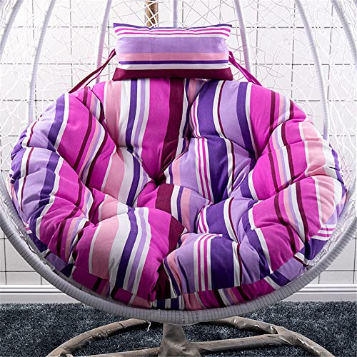 Morbuy Papasansessel Kissen Sitzauflage, Rundes Dicke Stuhlkissen Bequem & Weich Sitzkissen Hängesessel für Outdoor Indoor Garten Stuhlauflage (120x120CM,Lila gestreift)