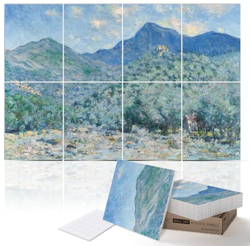 PINWELIFE® Panneaux acoustiques insonorisants pour la maison/le bureau, décoration absorbante, réduction du bruit et de l'écho (120x80x0.9cm) (Valle Buona par Claude Monet)