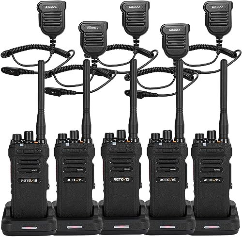 Retevis NR630 Funkgerät mit Großer Reichweite, IP67 Wasserdichtes Walkie Talkie Profi, 2800mAh, USB Ladegerät, Gruppenruf Walkie Talkie mit Schultermikro für Baustelle (Schwarz, 5er Pack)