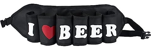 VINFUTUR Biergürtel Dosen Bierhalter Gürtel 6 Getränke für Camping Wandern Outdoor Karneval Party, Männer Geschenke für Vatertag Geburtstag Weihnachten