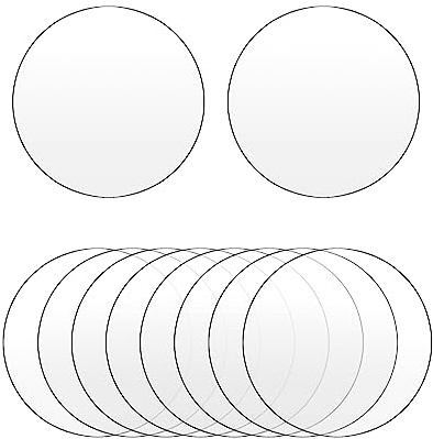QWORK® 10 Stück Runde Acrylplatte Transparente - 1mm dick - für für Bilderrahmen, Kuchen Display,Partys Tischkarten (20 cm)