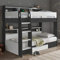 happybeds Bunk Bed, Polaris Grey and White Wooden Storage Bunk Bed Frame, Single