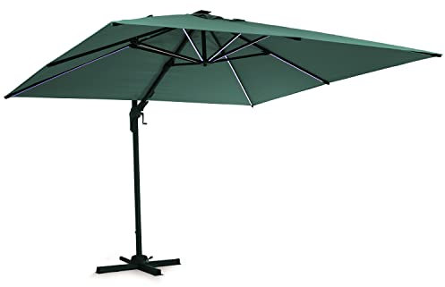 blumfeldt Sombrilla Terraza Exterior, Parasol Jardin con Panel Solar y LED, Sombrilla Jardin y Patio, Sombrillas Terraza Resistentes al Agua y a los Rayos UV, Sombrillas Ajustables sin Base