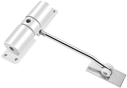Cierrapuertas automático de resorte ajustable para puerta interior con barra de ajuste y tornillos (blanco)