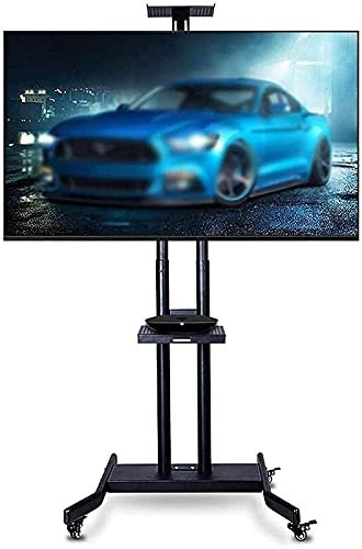 Universal TV Stand, Upgraded TV Bracket Mount Mobile TV Stand With Mount Dual Tray 32-70 Height-adjustable Floor Tv Cart Holds 154 Lbs