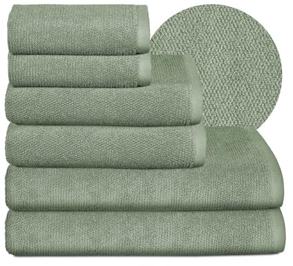BEAUTEX Handtuch-Set Premium Frottier Sets Made in Europe, 100% Baumwolle 550g/m², Oeko-TEX Zertifiziert (Set: 2 Gäste-, 2 Hand-, 2 Badetücher in Eisberg-grün)