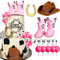 JeVenis Cowgirl Cake Toppers Western Cake Decorations Cowgirl Baby Shower Cowboy Hat Birthday Cake Toppers Pink Balls Cake Topper Cow Balls Cake Topper