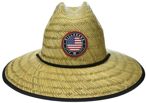 BILLABONG Sombrero Salvavidas de Paja Estampado clásico Sol, Rojo Blanco Azul, Talla única para Mujer