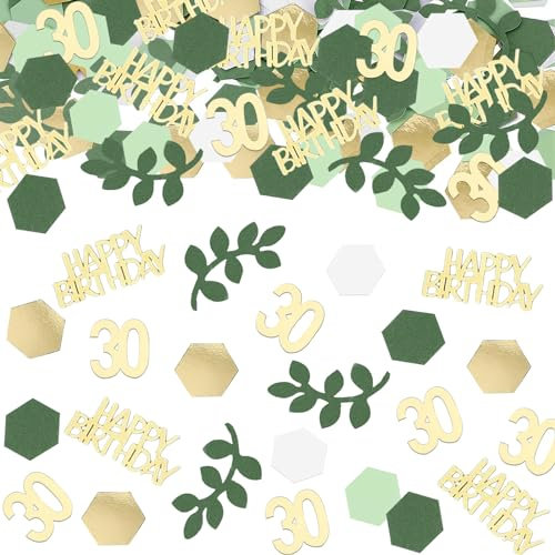 Konfetti 30 Geburtstag Deko Grün Gold,200 Stück Tischdeko 30. Geburtstag Frauen Männer,30er Streudeko Geburtstag Confetti,30. Geburtstag Deko Konfetti,Deko 30 Geburtstag Mann Frau,30 Jahre Dekoration
