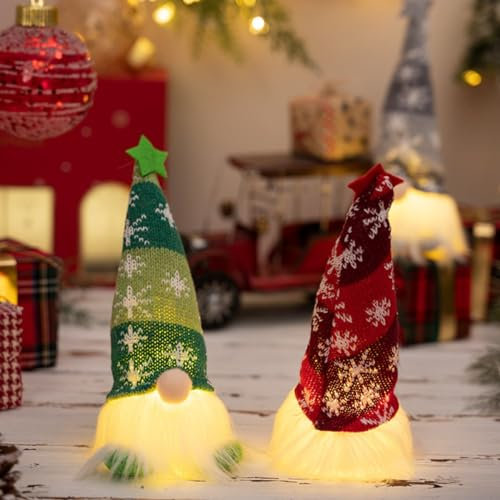 KARLOR Christmas Gnome 2 PCS Xmas Decoration Ornaments Tree Decorations Gonk Plush Figurines Handmade Omte Gnome Plush Scandinavian Santa Elf Home Decor
