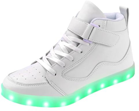 Padgene Sportschuhe mit blinkenden LEDs, für Damen/Herren, wiederaufladbar über USB, FX-Weiß, 40 EU