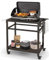SFAREST Outdoor Grill Cart, Movable Pizza Oven Table BBQ Trolley with 4 Hanging Hooks & 4 Lockable Casters, Metal Garden Serving Cart for Patio Backyard (108 x 50 x 88 cm)